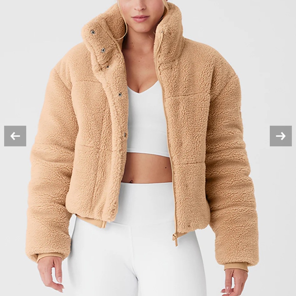 ALO Yoga Tan Teddy Jacket Cozy Sherpa Style - Picture 2 of 4